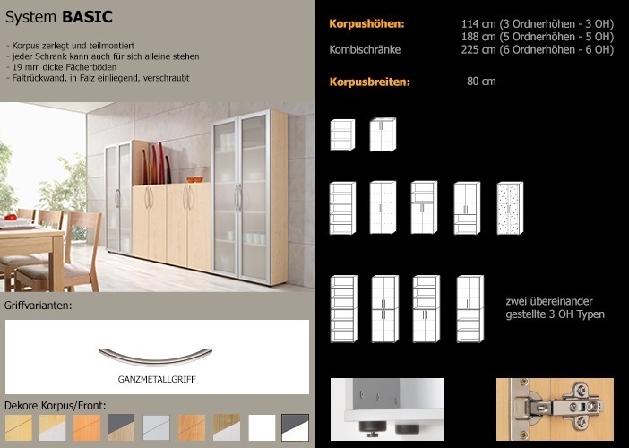 Büroregal- und Büroschrank-System Basic