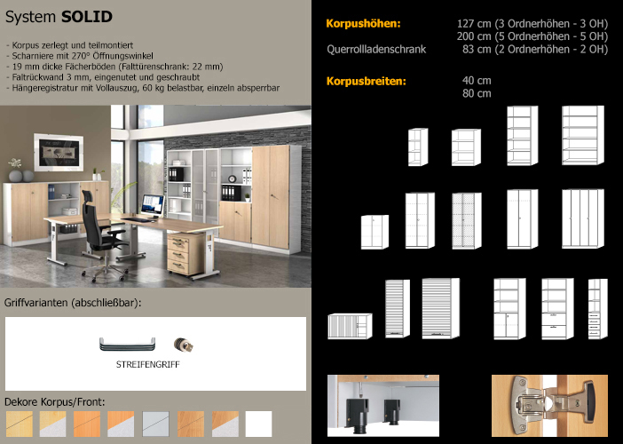 Büroregal- und Büroschrank-System Solid